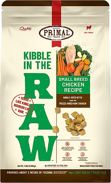 Primal: Kibble in the Raw - Small Breed Chicken Recipe 1.5LB Bag