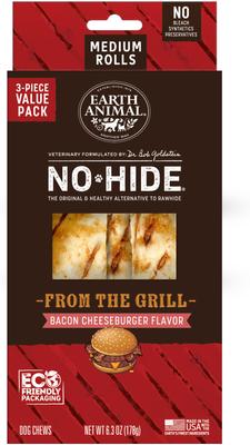 Earth Animal No-Hide Roll From the Grill 3 pack Bacon Cheeseburger Flavor Medium