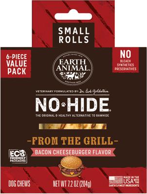 Earth Animal No-Hide Roll From the Grill 6 pack Bacon Cheeseburger Flavor Small