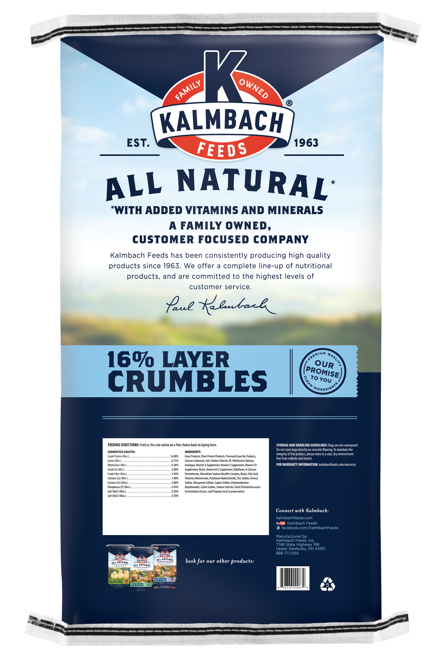 Kalmbach 16% All Natural Layer Crumble 50 lb
