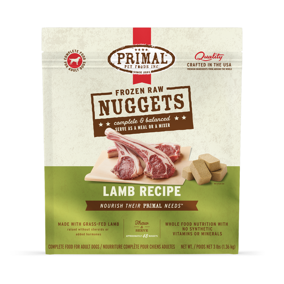 Primal Canine Frozen Raw Nuggets Lamb Recipe 3 lb