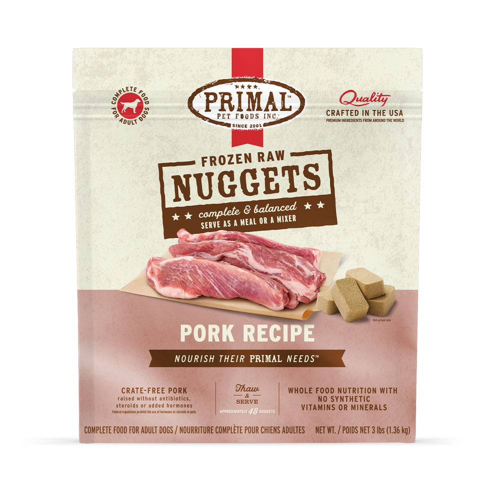 Primal Canine Frozen Raw Nuggets Pork 3 lb