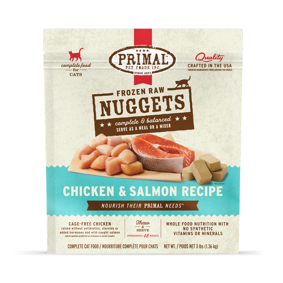 Primal Feline Frozen Raw Nuggets Chicken & Salmon 3 lb