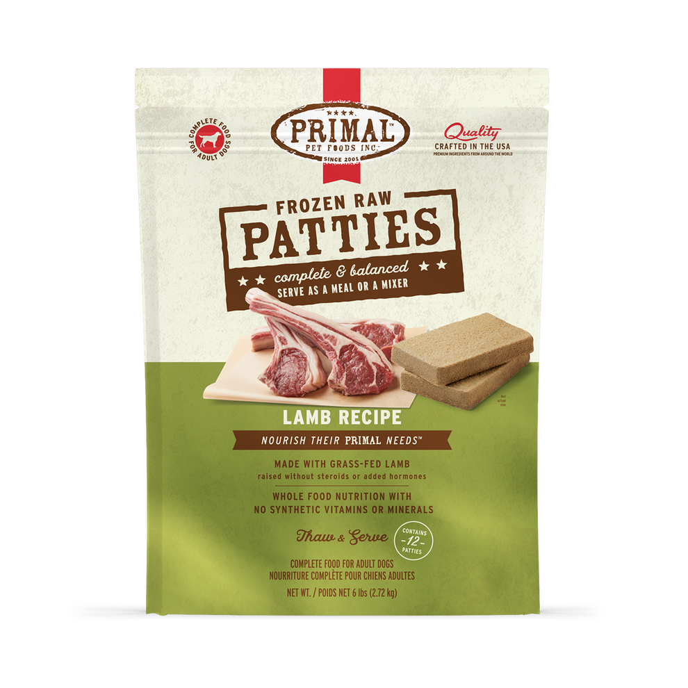 Primal Canine Frozen Raw Patties Lamb 6 lb