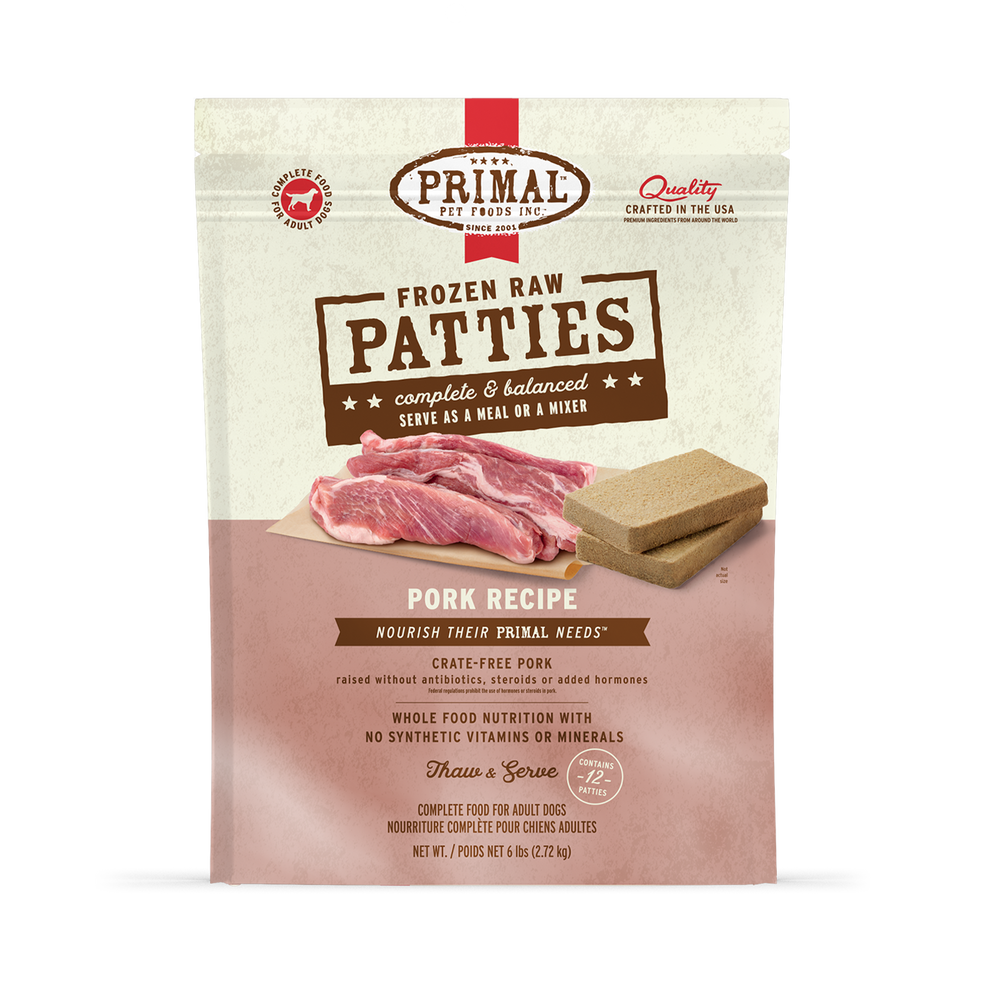 Primal Canine Frozen Raw Patties Pork 6 lb