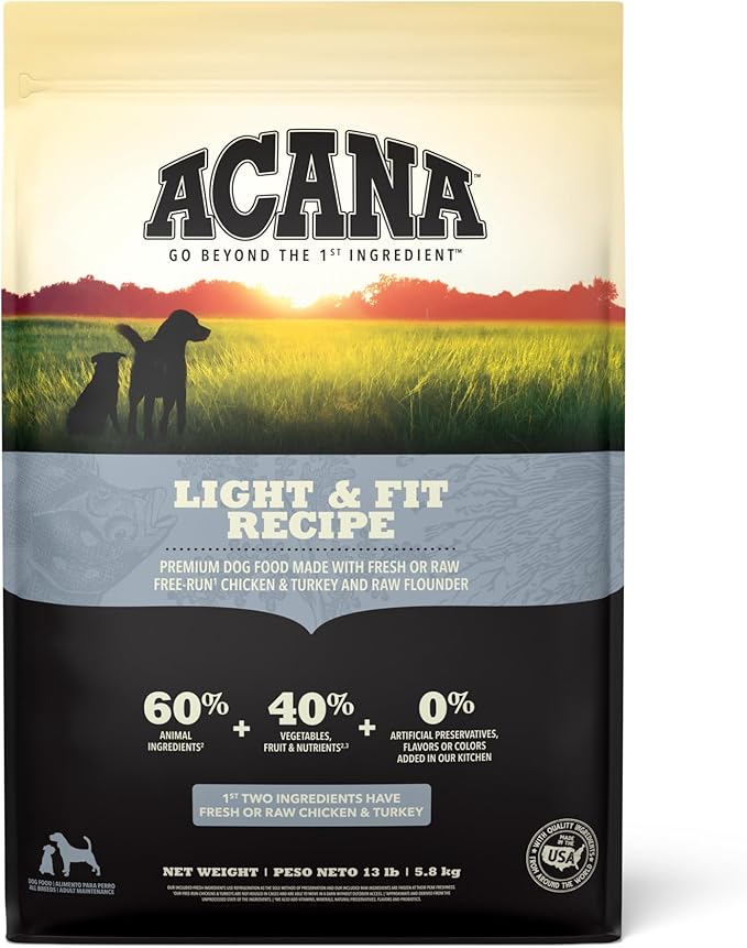 Acana: Light & Fit Recipe Made with Chicken, Turkey, and Raw Flounder 13lb Bag