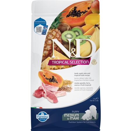 Farmina N&D Tropical Selection Lamb, Spelts, Oatsand Tropical Fruits Med & Maxi Puppy