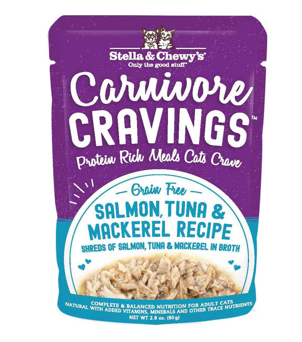 Stella & Chewy's Carnivore Cravings Natural Wet Cat Food, Salmon, Tuna & Mackerel Recipe, 2.8 Ounces