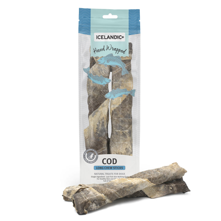 Icelandic+: Hand Wrapped Cod Skin Long 10" Chew Sticks