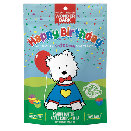 Wonder Bark Dog Treat Happy Birthday: peanut butter and apple with chia