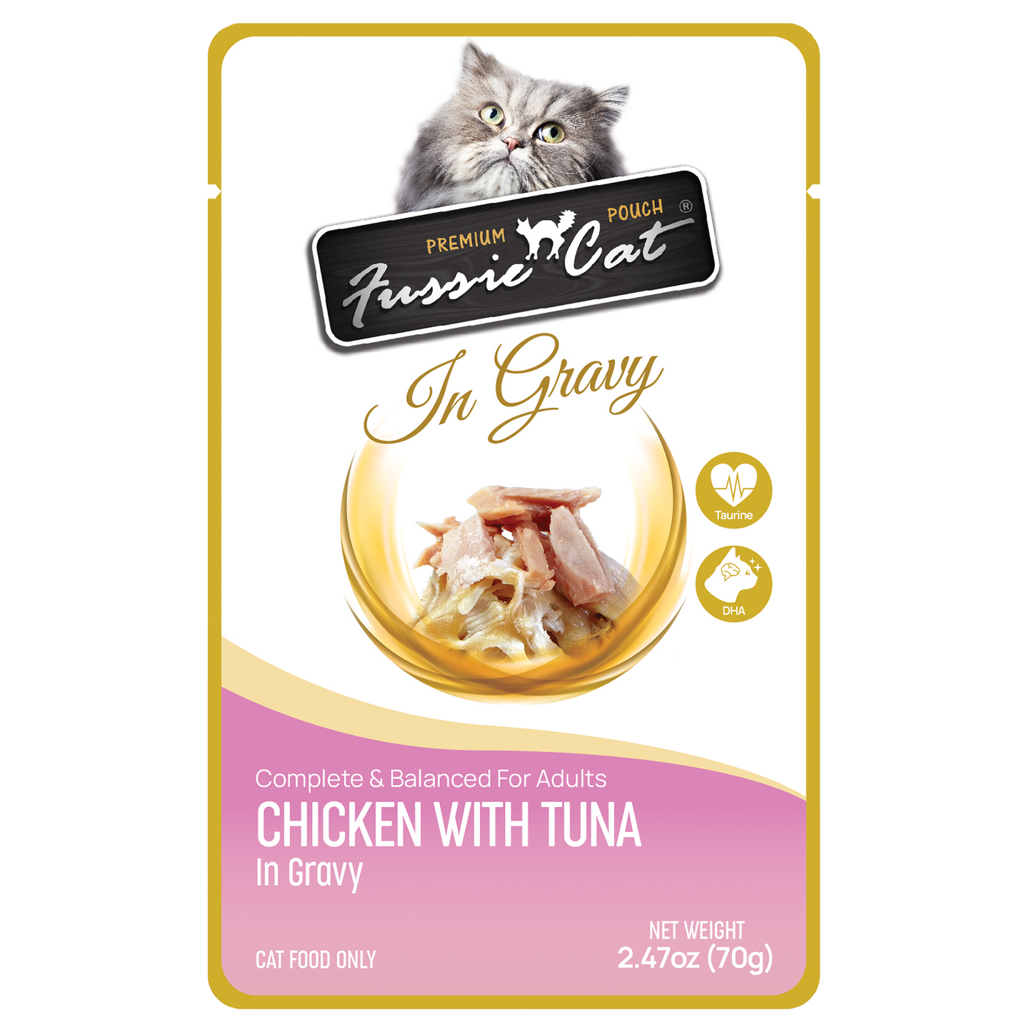 Fussie Cat Premium Pouch: Chicken with Tuna in Gravy 2.47oz