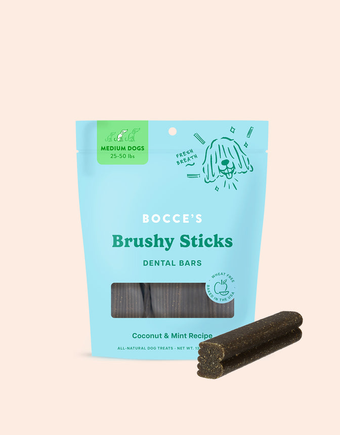 Bocce's: Brushy Sticks Dental Bars Coconut & Mint Flavor