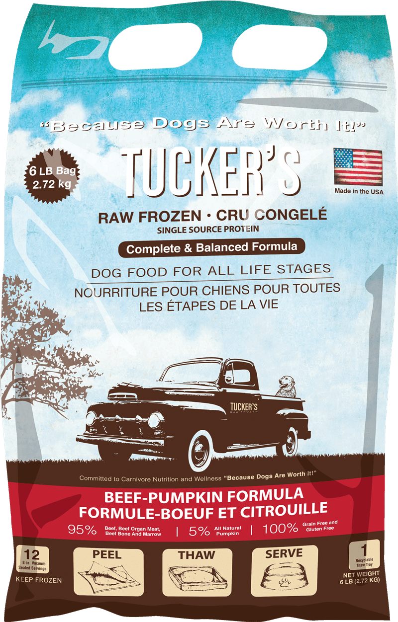 Tuckers: Raw Frozen Dog Food - Beef & Pumpkin Recipe 6LB Bag
