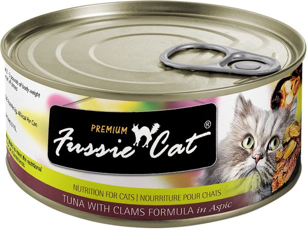 Fussie Cat: Premium Tuna with Clams Formula in Aspic 2.28oz Can