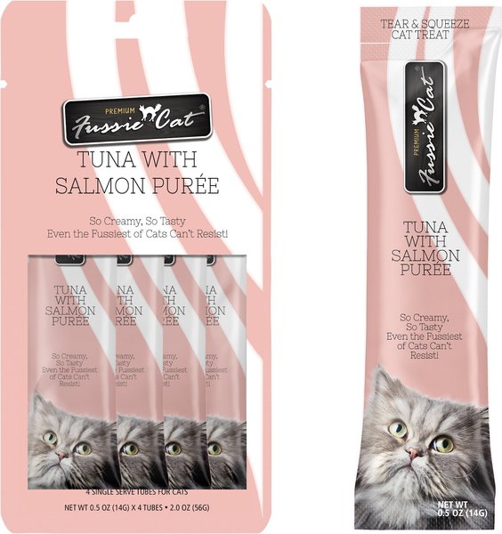 Fussie Cat Tuna With Salmon Puree 4 single Tubes for Cats