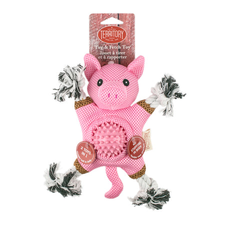 Territory Dog Toy 2 In 1 Farm Friend Pig 10"