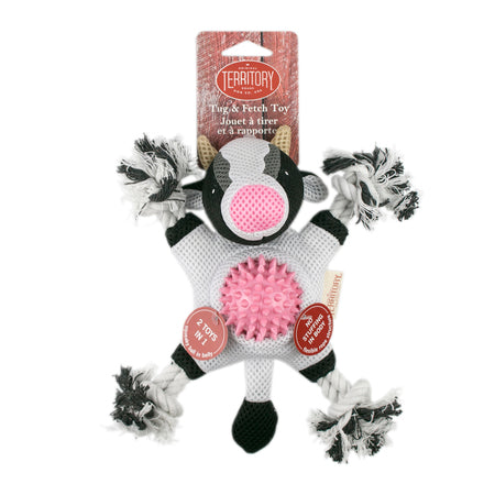 Territory Dog Toy 2 In 1 Farm Friend Cow 10"