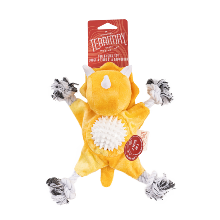 Territory Dog Toy 2 In 1 Plush Triceratops 9"