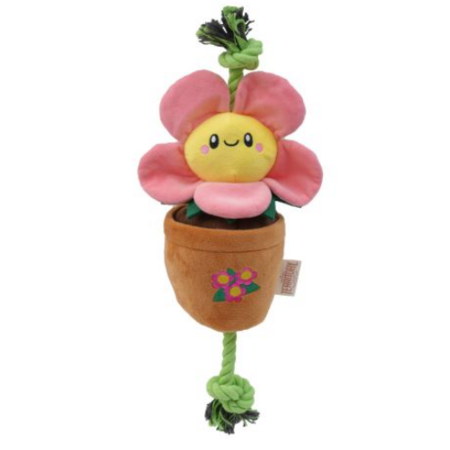Territory Dog Toy Tug & Treat Pink Flower 16"
