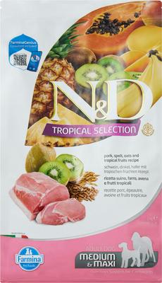Farmina N&D Tropical Selection Pork ,Spelt, Oats And Tropical Fruits and Recipe  Adult 4.4 Lb Med Maxi