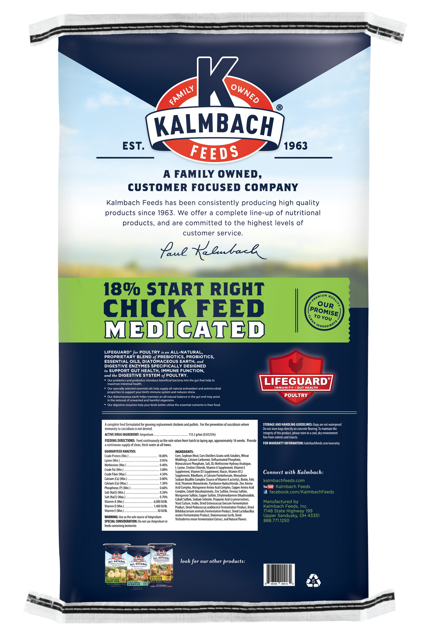 Kalmbach 18% Start Right® Chick Feed (Medicated) 50 lb