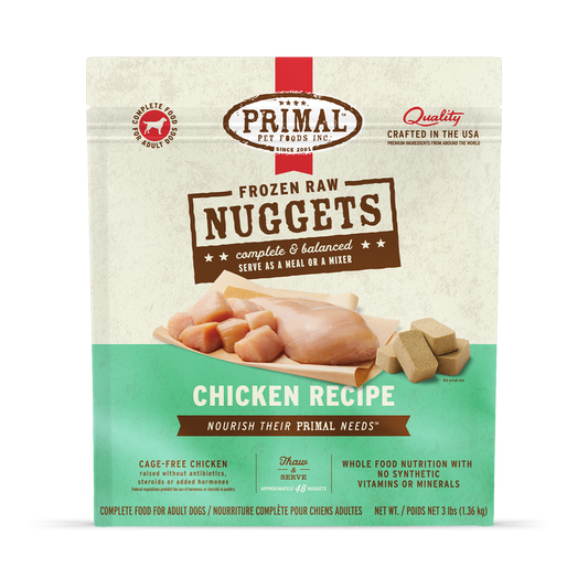 Primal Canine Frozen Raw Nuggets Chicken 3 lb