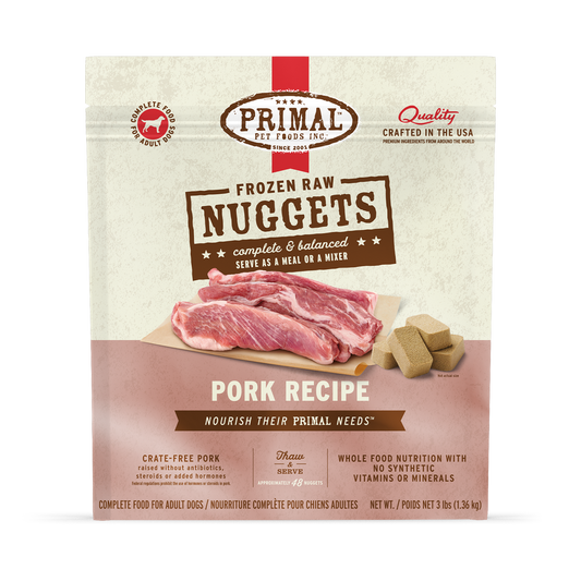 Primal Canine Frozen Raw Nuggets Pork 3 lb
