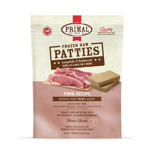 Primal Canine Frozen Raw Patties Pork 6 lb
