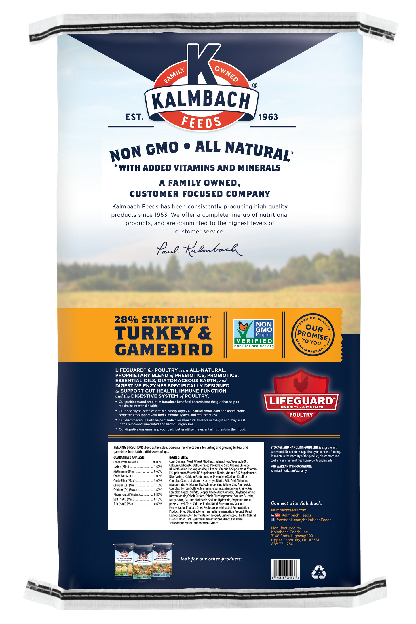 Kalmbach 28% Non-GMO Start Right™ Turkey & Gamebird 50 lb