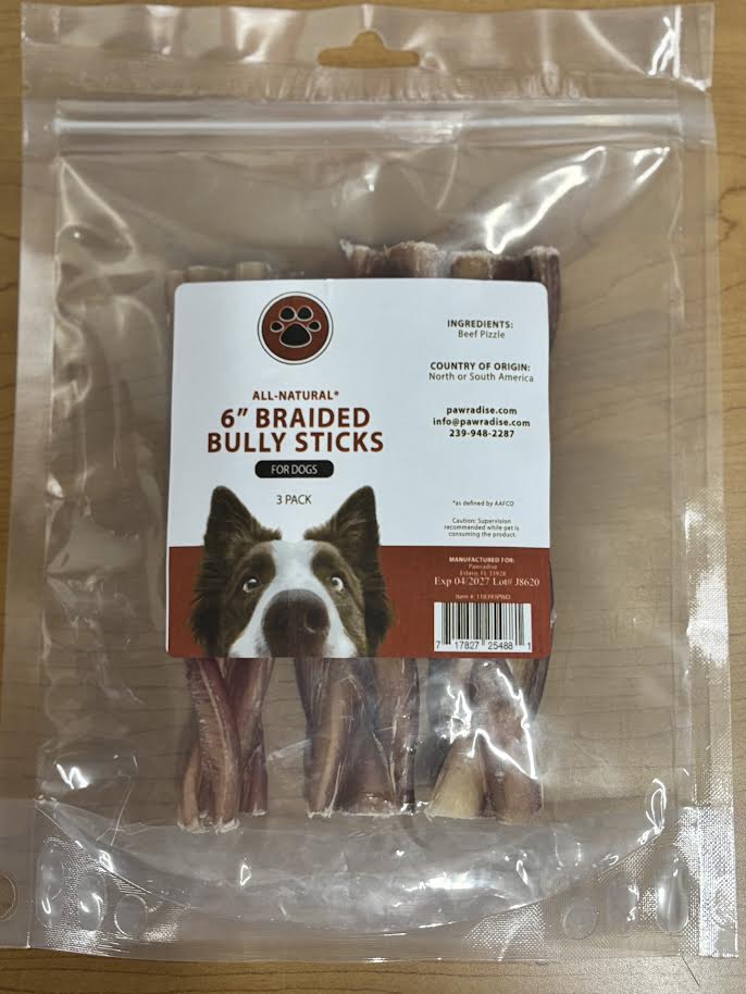 Pawradise: 6" Braided Bully Stick 3 Pack