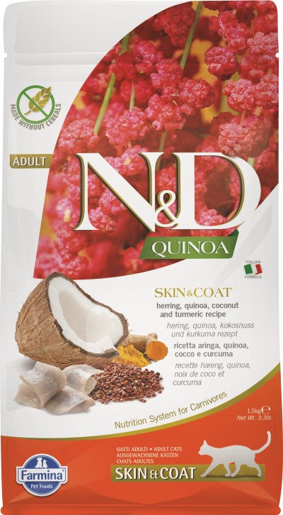 Farmina: N&D Quinoa - Herring, Quinoa, Coconut, and Turmeric Recipe Cat Food 3.3lb Bag Cat Food