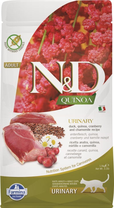 Farmina: N&D Quinoa Urinary - Duck, Quinoa, Cranberry, and Chamomile 3.3lb Bag Cat Food