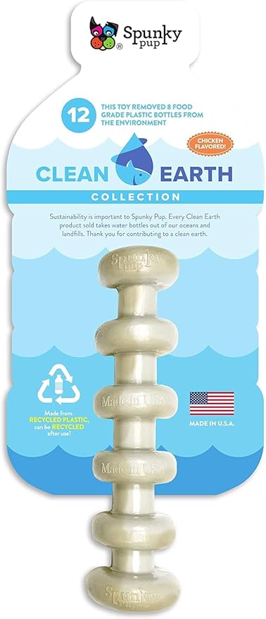 Spunky Pup Clean Earth Recycled Stick | Made in USA | Made from 100% Recycled Water Bottles, Gray