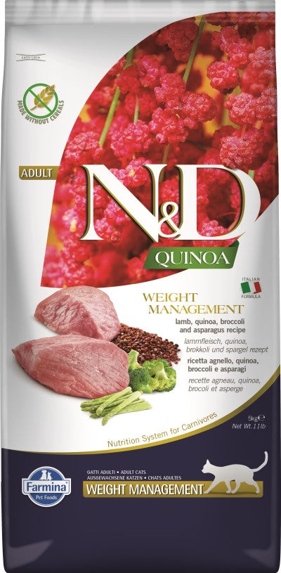 Farmina: N&D Quinoa Weight Management - Lamb, Quinoa, Broccoli, and Asparagus Recipe 3.3lb Bag Cat Food
