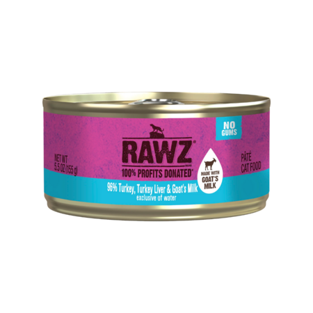 Rawz: 96% Turkey Liver with Goat's Milk Pate Cat Food Can 5.5oz
