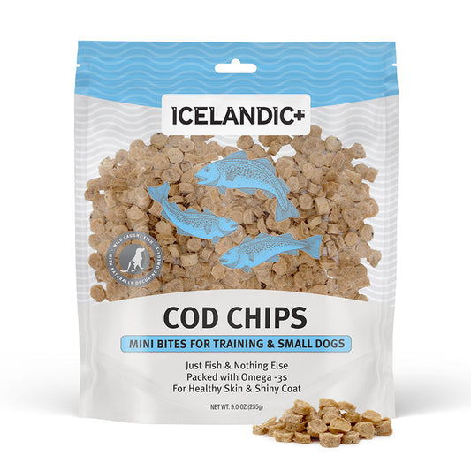 Icelandic Cod Chips Mini Bites for Training 9oz Bag
