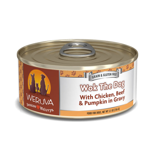 Weruva Wok The Dog With Chicken ,Beef, & Pumpkin in Gravy 5.5 oz