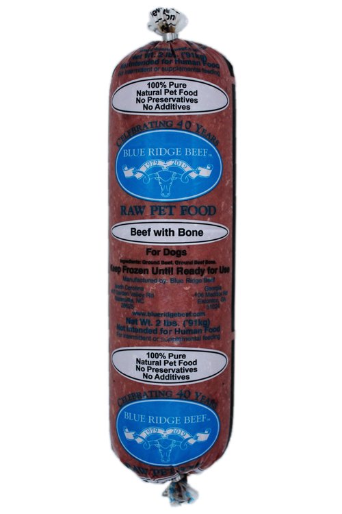 Blue Ridge Beef: Raw Pet Food - Beef with Bone 2lb Frozen Roll