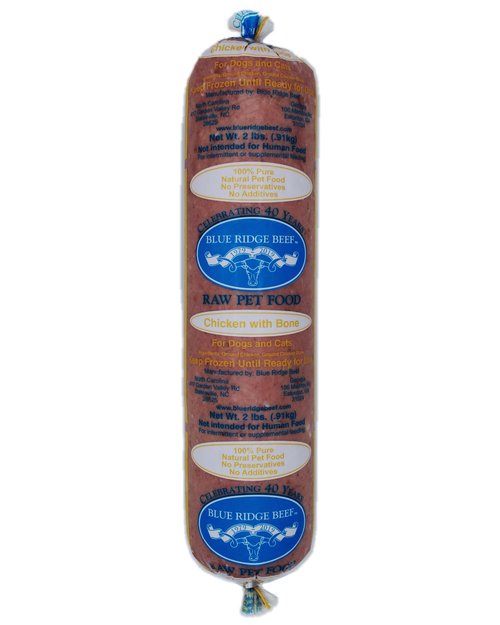 Blue Ridge Beef: Raw Pet Food - Chicken with Bone 2lb Frozen Roll