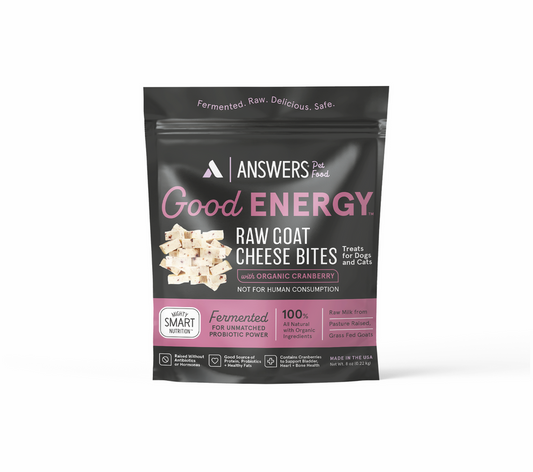 Answers Pet Food: Good Energy Raw Goat Cheese Bites 8oz Pouch