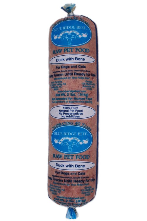 Blue Ridge Beef: Raw Pet Food - Duck with Bone 2lb Frozen Roll