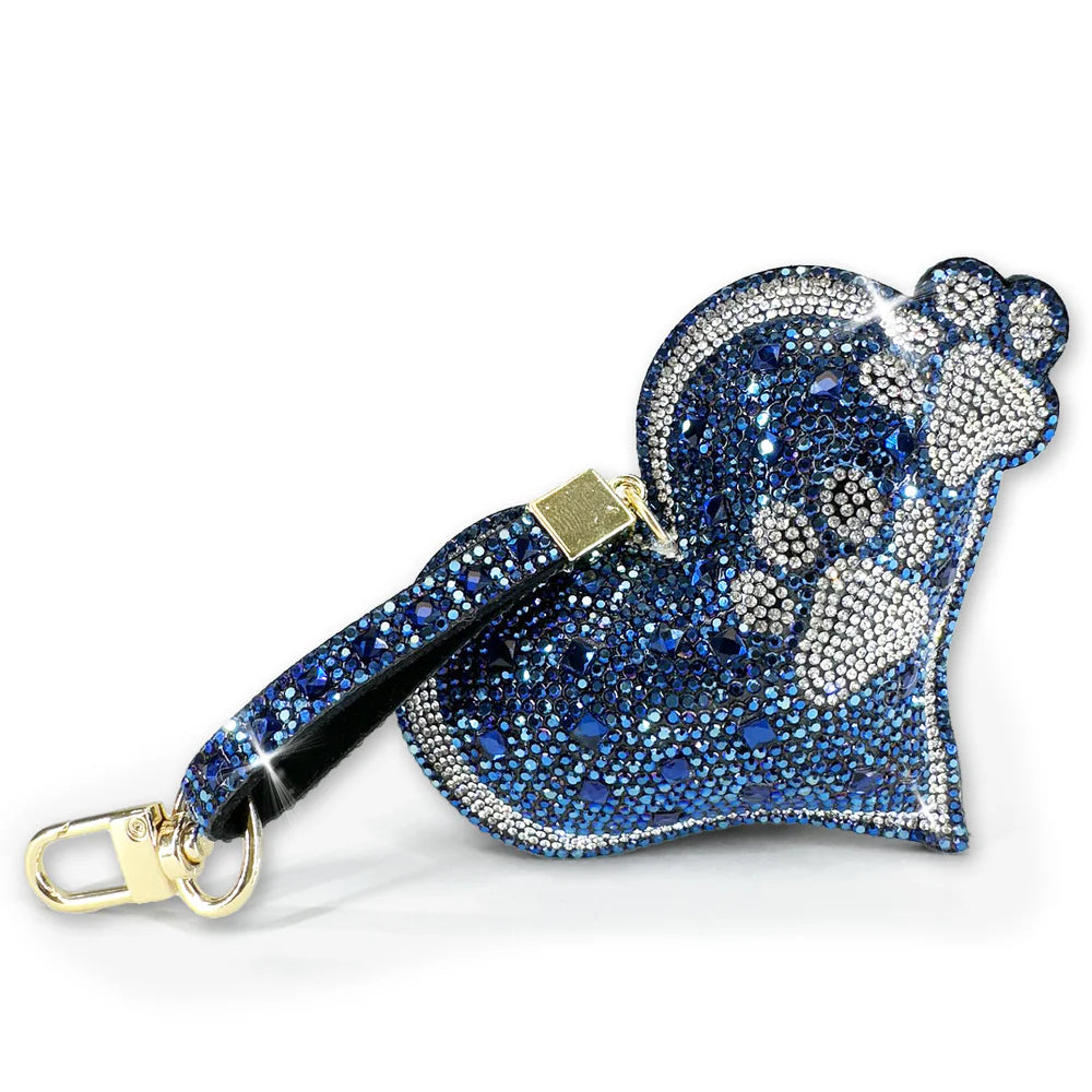 Jacquline Kent: DIAMONDS IN THE RUFF HEART PURSE CHARM BLUE