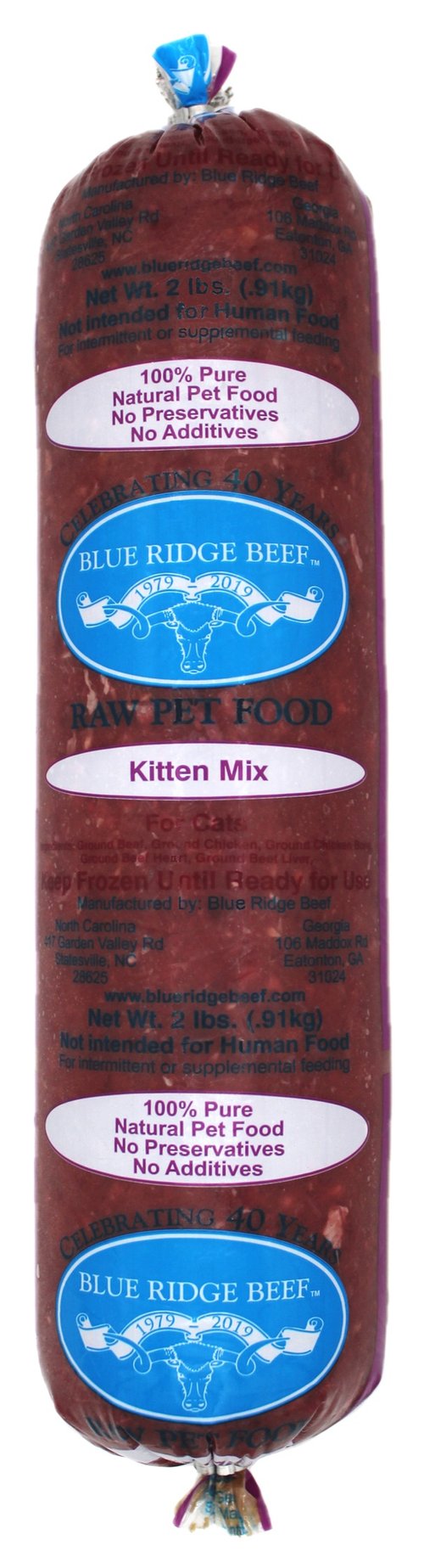 Blue Ridge Beef: Raw Pet Food - Kitten Mix 2lb Frozen Roll
