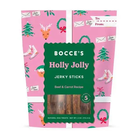 Bocce's Holly Jolly Jerky Sticks Beef & Carrot Recipe 4 oz