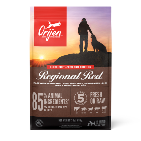 Orijen: Regional Red Made with Beef, Wild Boar, Lamb, Pork, and Fish 25lb Bag