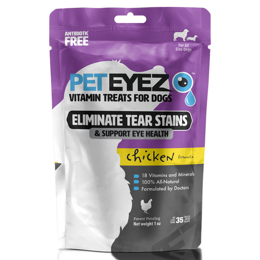 Pet Eyez Dog Vitamin Treats Support Eye Health & Eliminate Tear Stains Chicken 1 oz