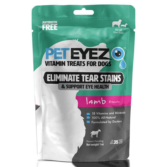Pet Eyez Dog Vitamin Treats Support Eye Health & Eliminate Tear Stains Lamb Formula 1 oz