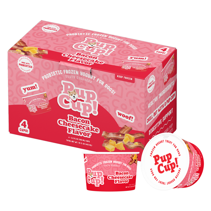 Pup Cup: Probiotic Frozen Yogurt for Dogs - Bacon Cheesecake Flavor 3.5oz Cup