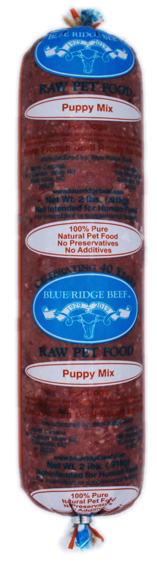 Blue Ridge Beef: Raw Pet Food - Puppy Mix 2lb Frozen Roll