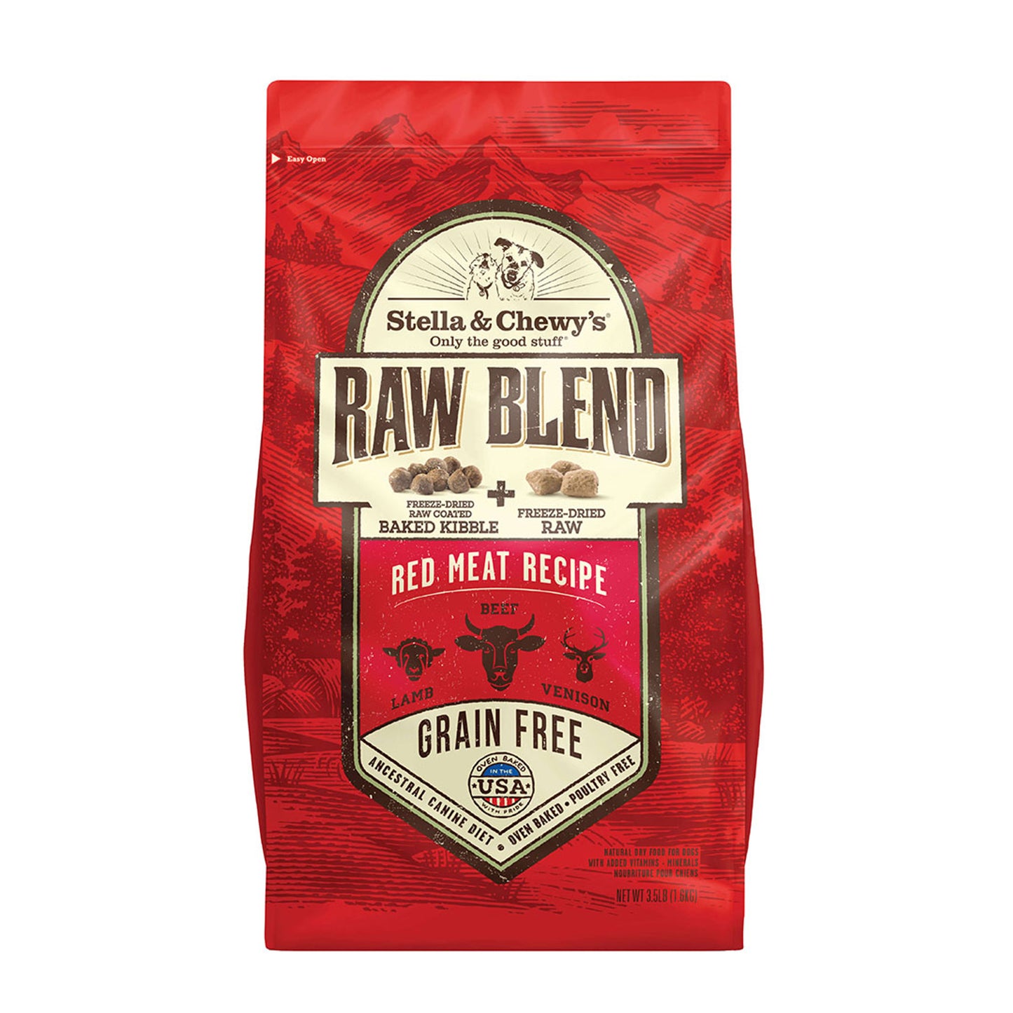 Stella & Chewy's Dog Dry GF Raw Blend Red Meat Lamb, Beef, & Venison 22#